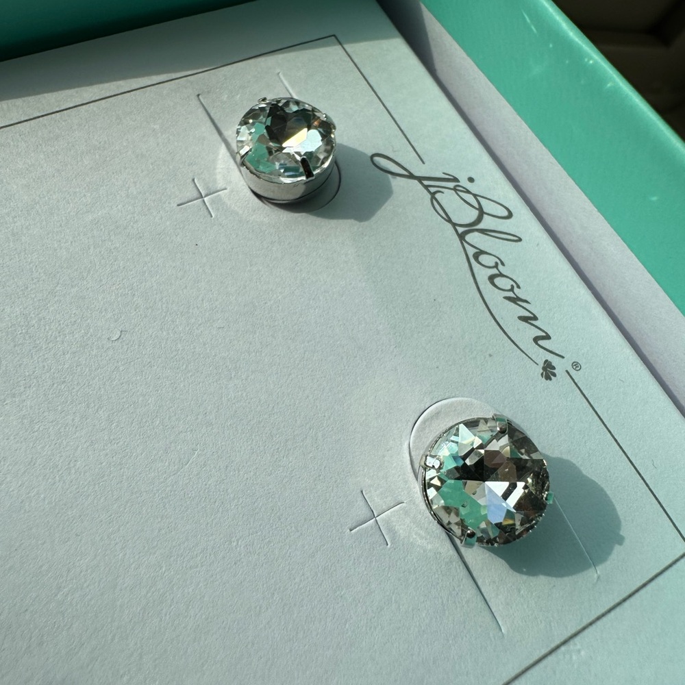 Jbloom Crystal Silver Stud Earrings